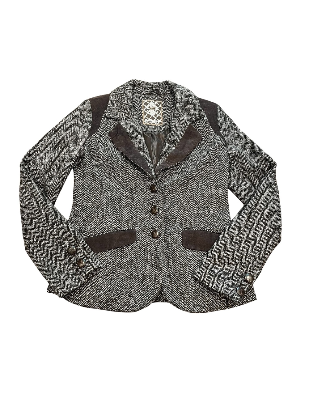 Dollhouse black white herringbone blazer